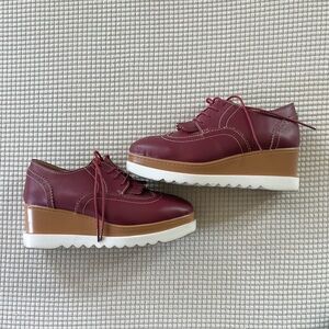 Women's Burgundy Platform Oxfords